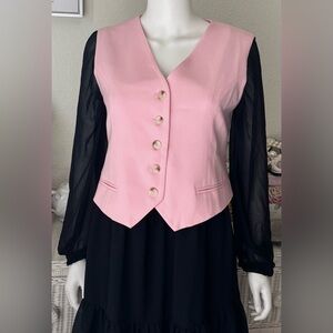 Lioness Vest Oversized V Neck Structured button front in Pink Color Size XS